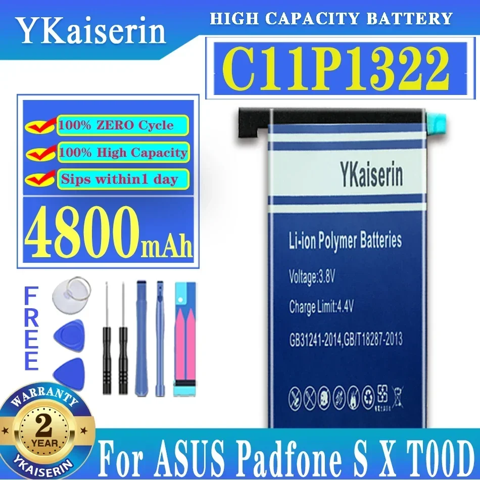 YKaiserin 4800mAh Replacement Battery C11P1322 For ASUS Padfone S/X T00N PF500KL T00D High Capacity Batteries