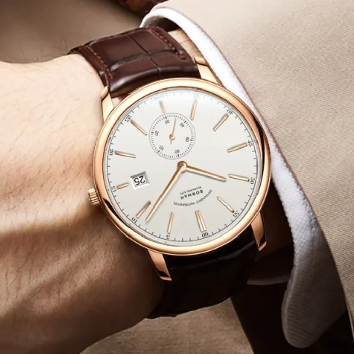 BORMAN Men Automatic Watch 40mm Mechanical Wristwatch Ultrathin 5ATM Waterproof Sapphire Small Second Dial