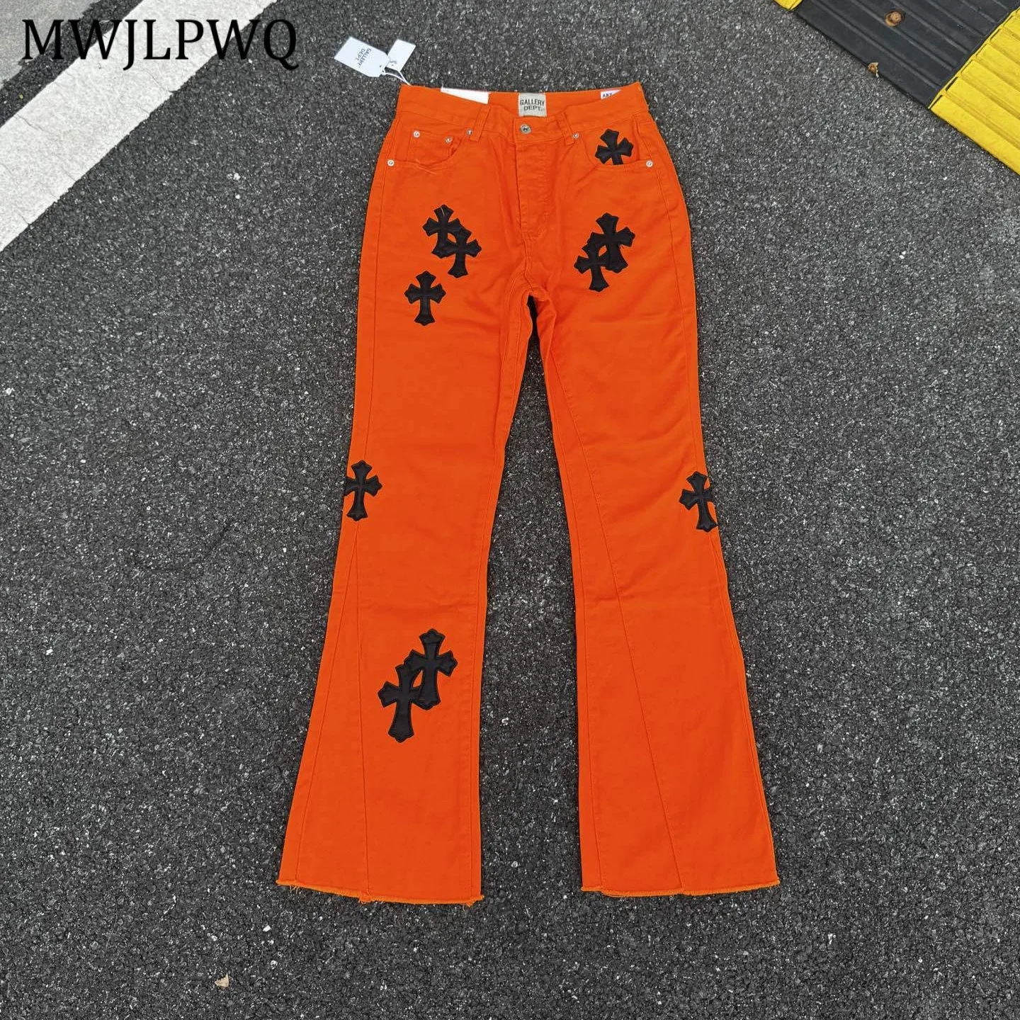 

MWJLPWQ Patchwork Men's Printed Flared Jeans High Street Washed Embroidery Niched Design Loose Casual Trousers 2025 Autumn 11044