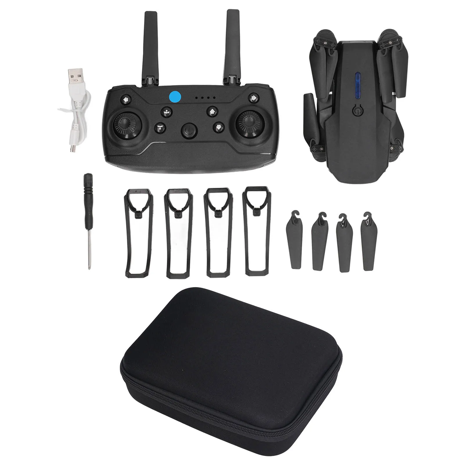 4 Axle RC Drone Foldable RC Drone E88 4 Axle Aerial Quadcopter HD Double Camera High Resolution Flipping Folding RC Drone Black