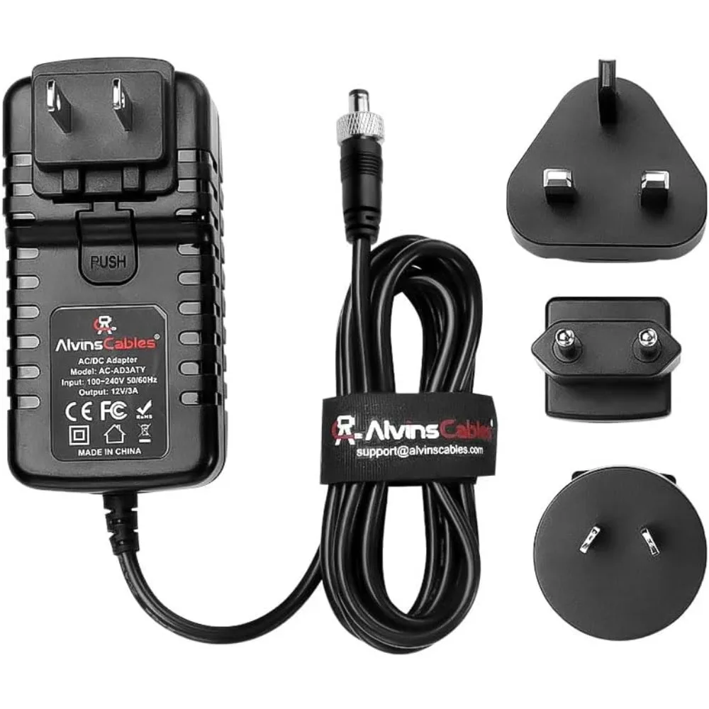 

Alvin's Cables с блокировкой адаптера питания постоянного тока от 100 В до 240 В до 12 В, 3 А, универсальное зарядное устройство с настенной вилкой 5,5x2,5 мм постоянного тока для 2 м/6,6 футов
