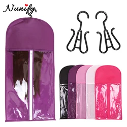 Non-Woven Hair Bags With Plastic Hanger Set For Multiple Wigs Hair Extensions Holder Pink Wig Bag With Hanger Purple Storage Bag