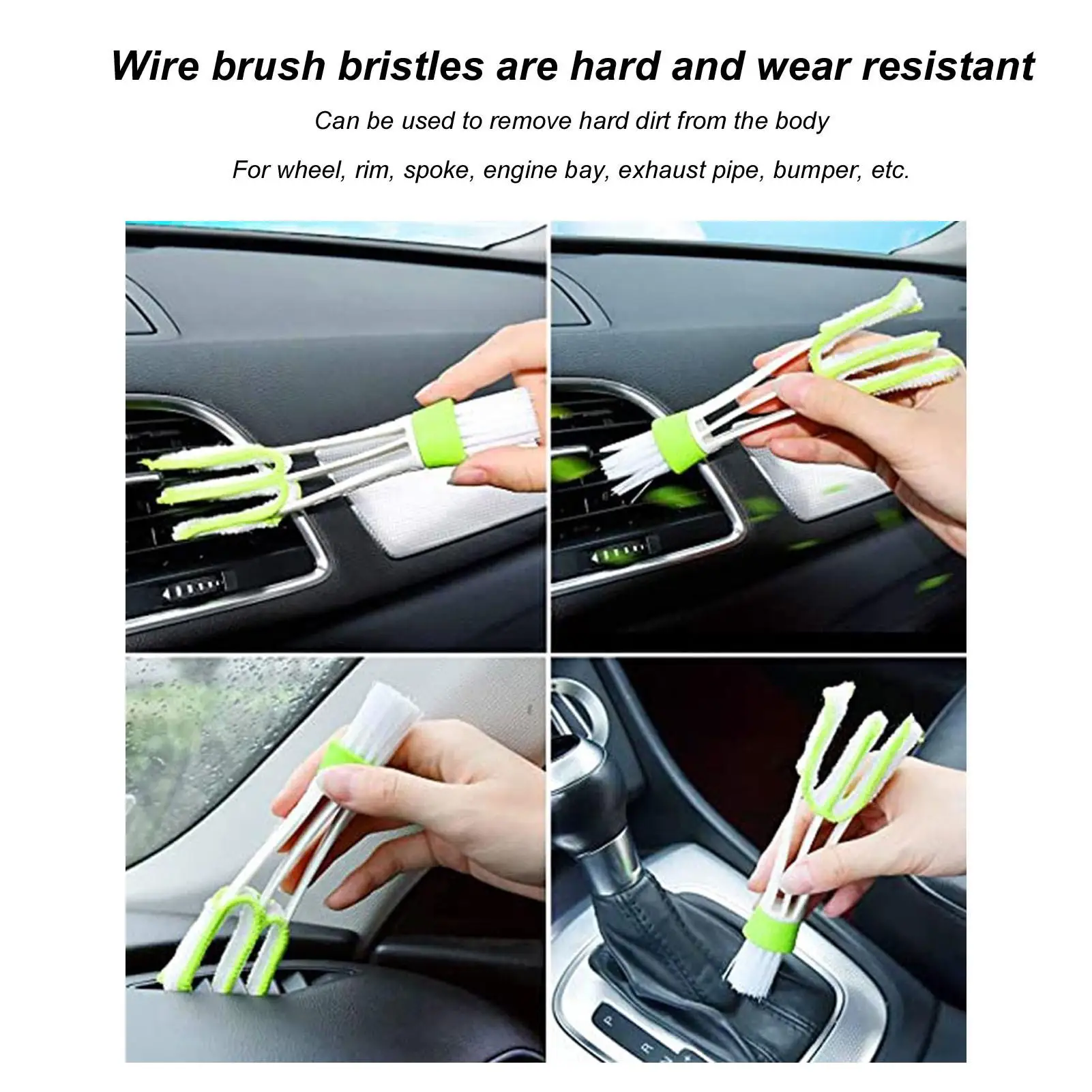 for automobile Cleaning Kit with Dual Head Wire Brushes for Interior & Exterior