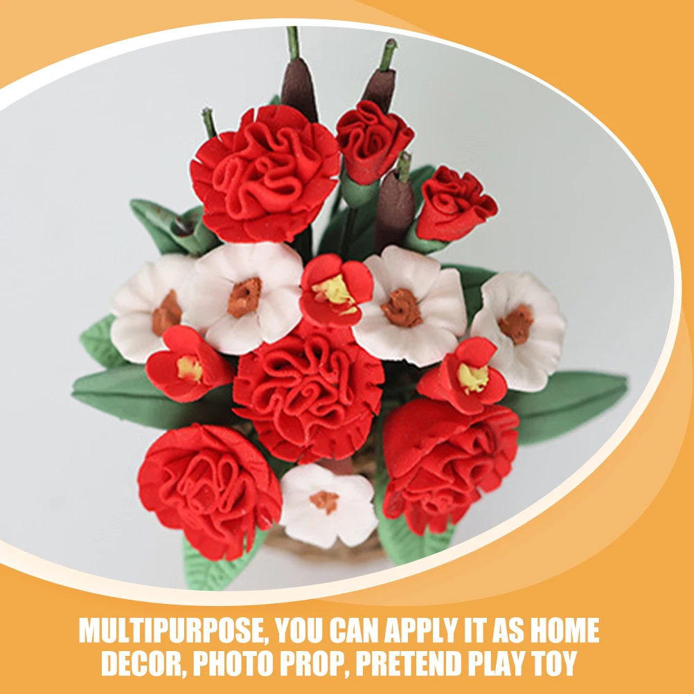 

Mini Flower Miniature Decoration Flowers Dollhouse Toys Vase Clay Potted Plants for Fake
