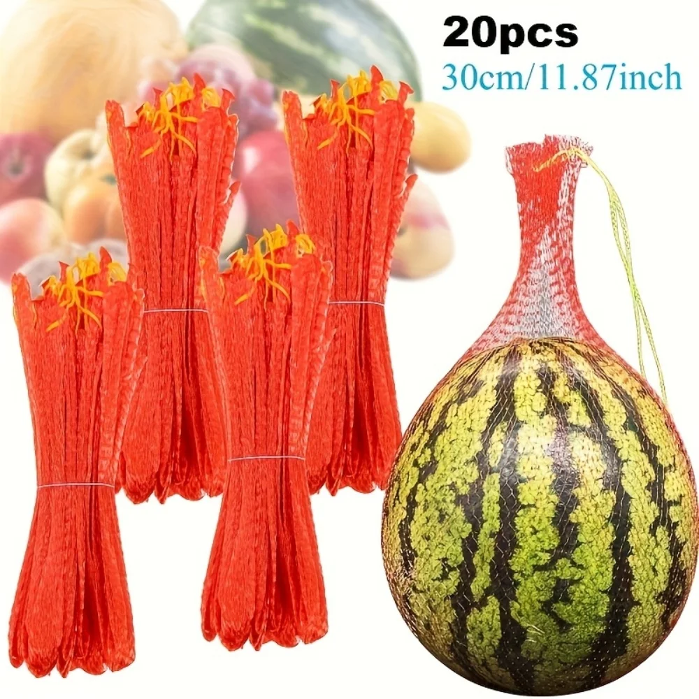 Rede de Jardim Plástica Reforçada para Melancia e Melão (20/50/100 Peças) - Rede de Plantio Vertical com Alças para Jardinagem