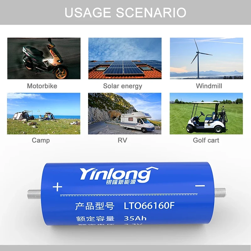 1-36PCS Silver Dragon 35AH2.3V Lithium Titanate Battery LTO66160 Suitable for Camping RV Golf Cart Solar System