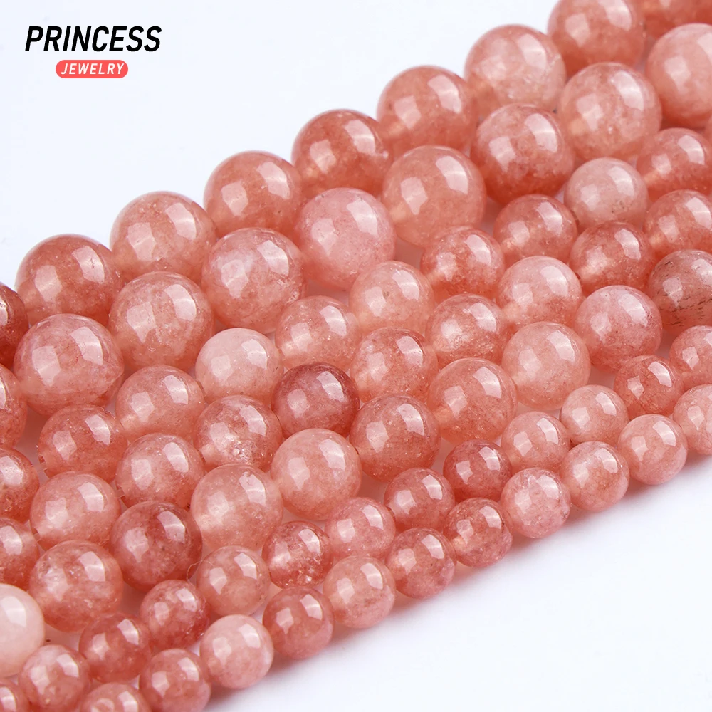 A+ Natural Pink Aventurine Pink Quartzite Jade Loose Beads for Jewelry Making Bracelet Stone Beads DIY Accessories 4 6 8 10 12mm