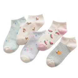 Women Socks Cotton Cute Watermelon Animal Pattern Ankle Sock Funny Breathable Fashion Student Style Art Short Sock Female