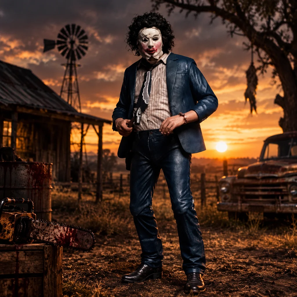Leatherface The Texas Chain Saw Massacre 50th Anniversary 7 Inch Articulated Action Figure Collectible Doll Desktop Ornament