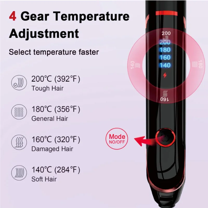 A01V-revestimento profissional alisador de cabelo de ferro plano aquecimento rápido até controle digital curling ferro ferramenta de alisamento de cabelo