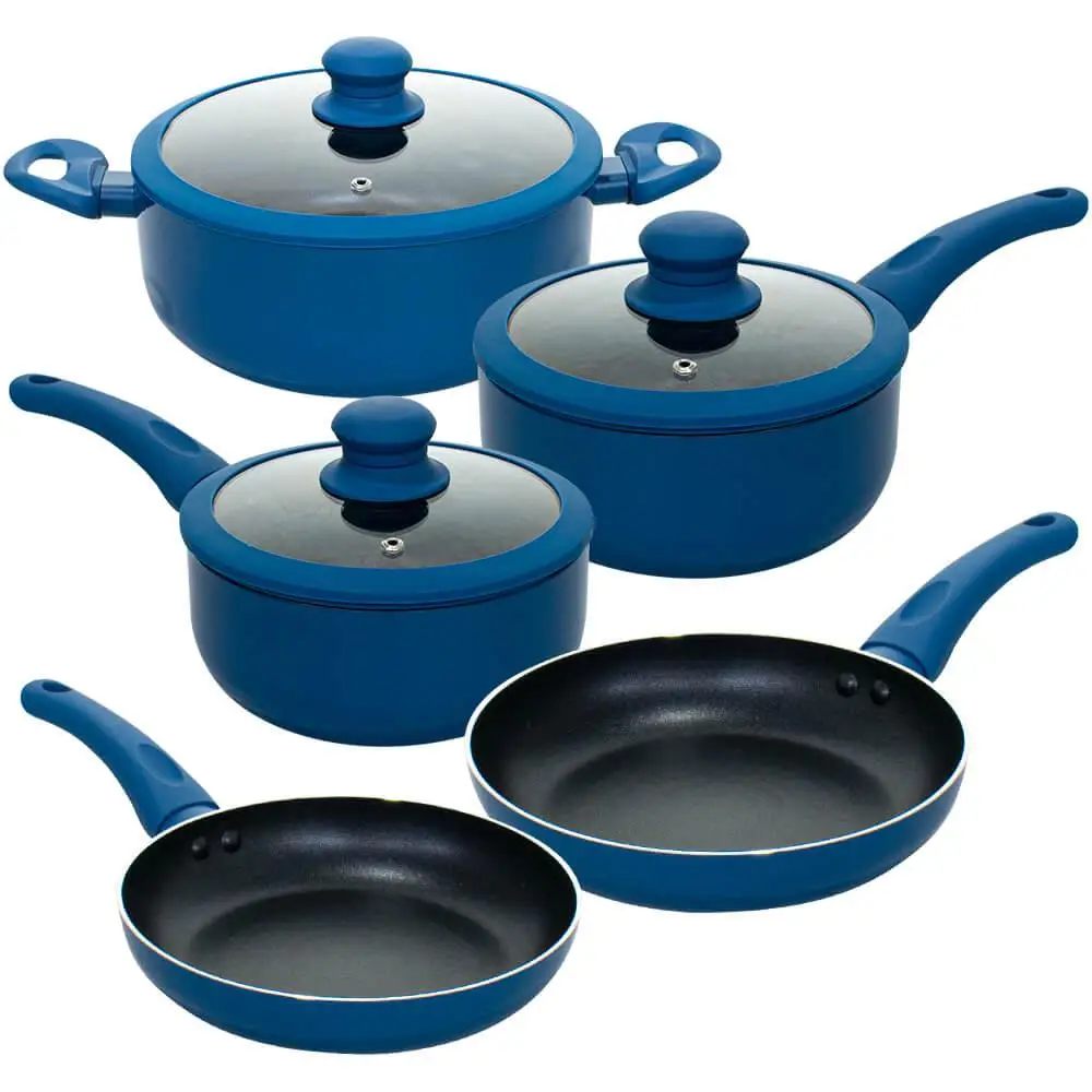 Yafo Blue Ceramic Non-Stick Induction Cookware Set 5 Pieces-Lehaví