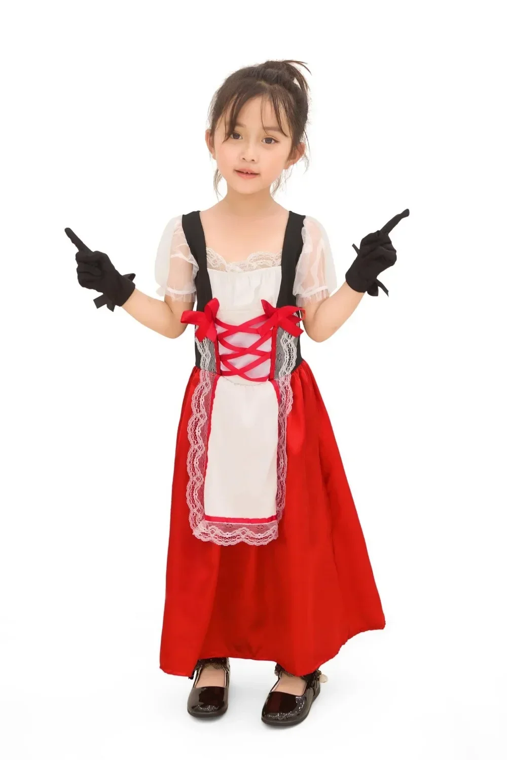 Baby Kid Girls Little Red Riding Hooded Costume Theatre Play Cos Apron Dress Party Outfit Hooded Cloak For Primary Child 4-11T