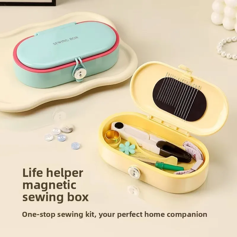 For Students Dorm And Travel Use with 16 Color Threads For Magnetic Sewing Kit Portable Needle Threader Box Portable Sewing Kit
