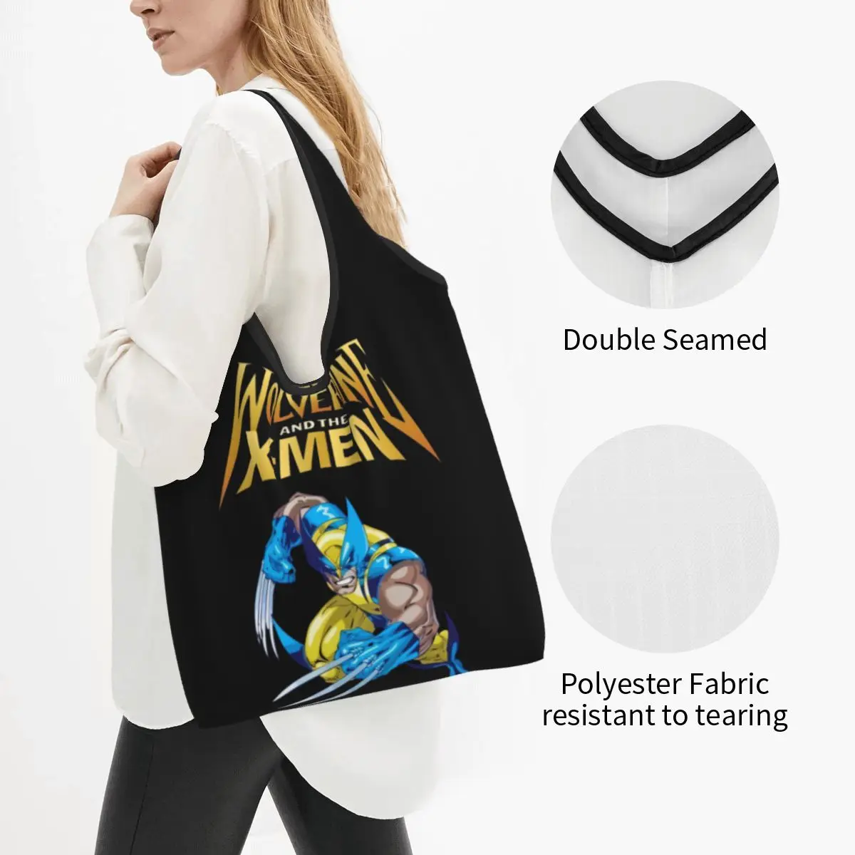 Custom Disney X-Men Marvel Film Groceries Shopping Tote Bags Women Cute Shopper Shoulder Bag Large Capacity Handbags