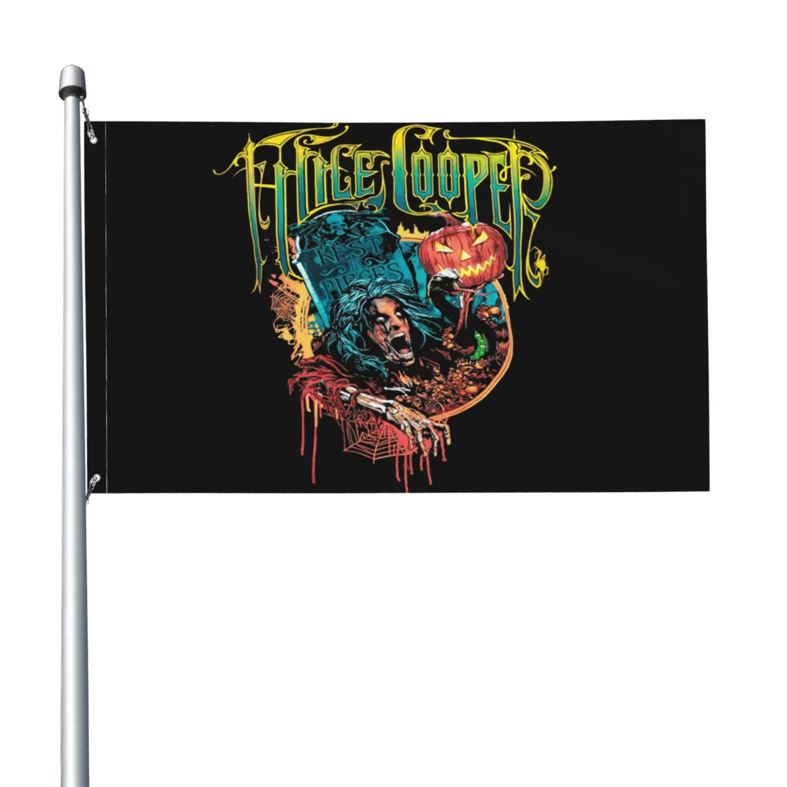 Alice Cooper Halloween No One Gets Out Alive Metal Music Band Flag Banner Cars Club Customize Art Decor Promotion