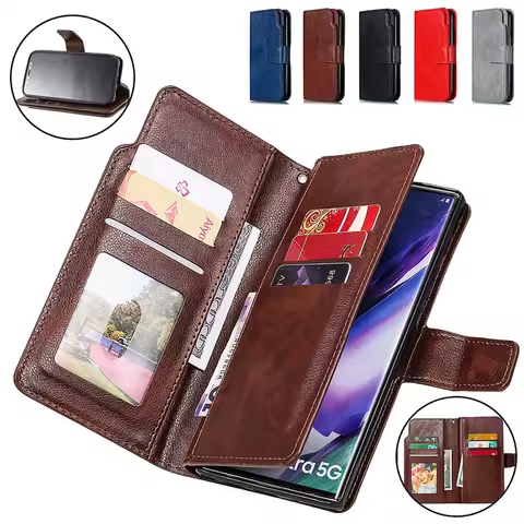 Double Layer Phone Case for Samsung S25 S24 S23 S22 S21 S20 Card Slots Wallet for Galaxy A13 A14 A15 A16 A36 A56 A35 A55