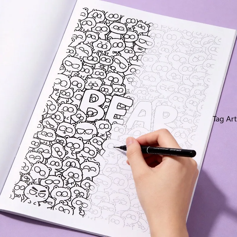 A Stress Relieving Adult Sketchbook That Focuses On Hand Drawn Coloring, Fine Line Drawing Coloring, Halloween/Christmas Gifts