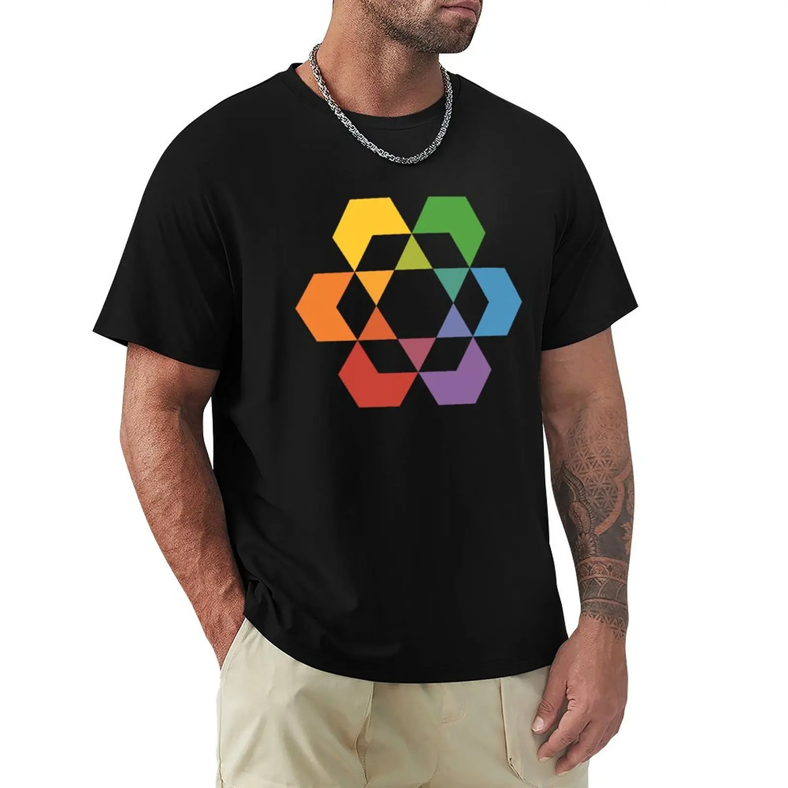 Hexagonal Awareness Star Design T-Shirt man t shirt summer T-Shirt