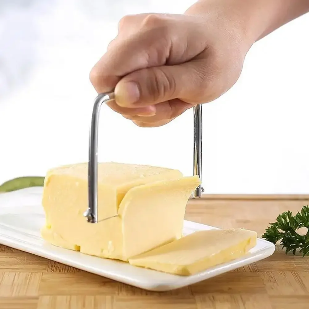 1PC Butter Wire Slicer Stainless Steel Handheld Butter Cutter Cheese Cutting Kitchen Supplies Butter Cheese Cutter Gadget