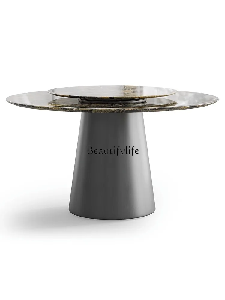 Italian Luxury Stone Dining Table Natural Marble round Dining Table Light Luxury Modern