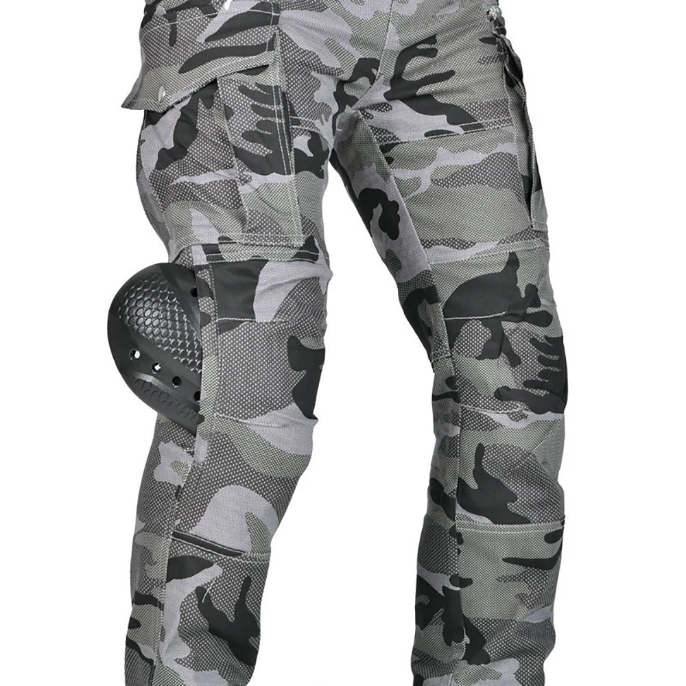 Pantalones de camuflaje para motocicleta, pantalones informales transpirables con múltiples bolsas para motocicleta, Protector extraíble con certificado CE