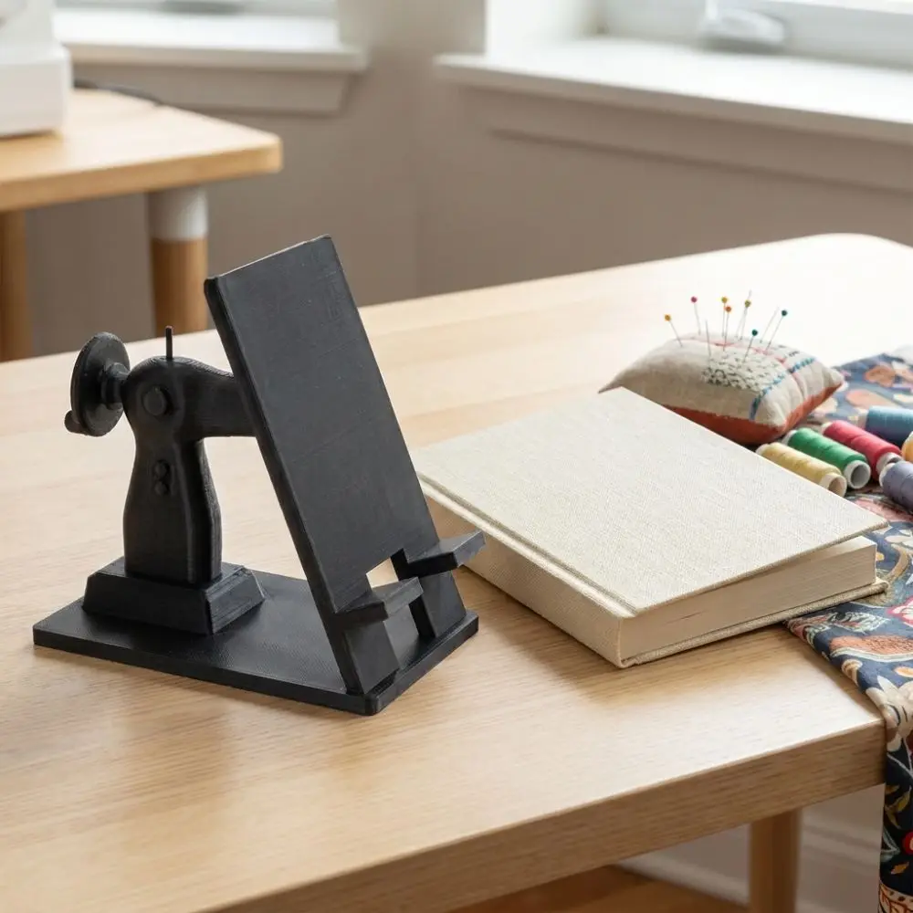 3D Printed Sewing Machine Phone Stand Vintage Hands-free Viewing Desk Decor Phone Holder Novelty Anti-slip Phone Holder Figurine
