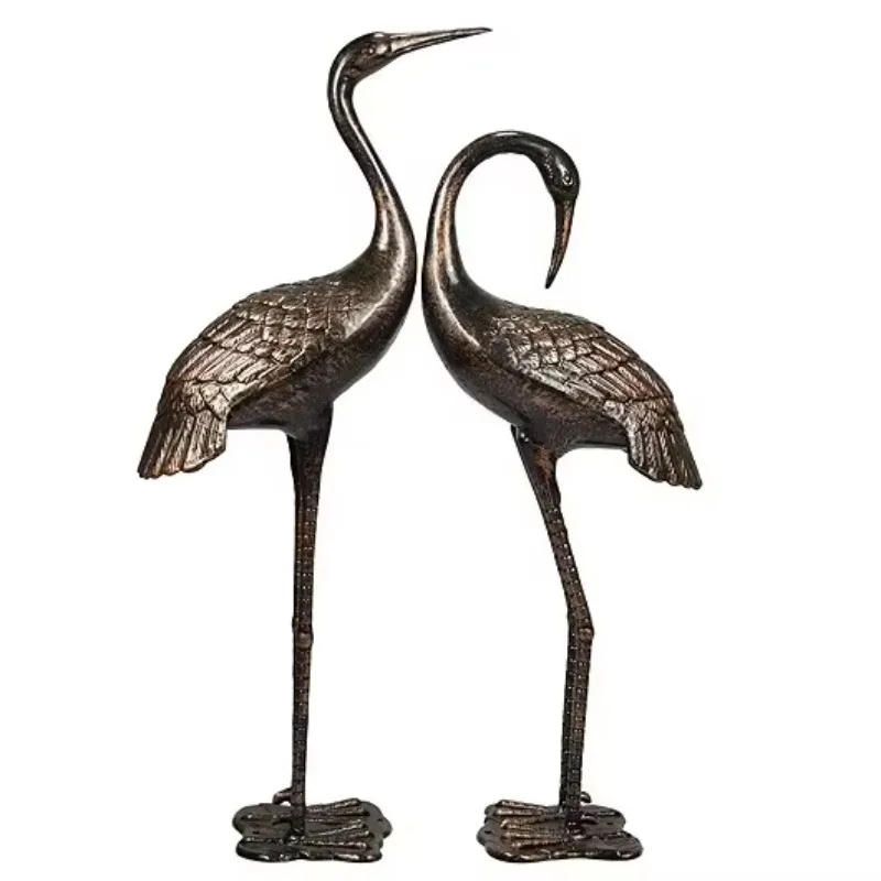 Popular Outdoor Garden Metal Crane Sculpture Ornament Large Crafts Bronze Crane Statue