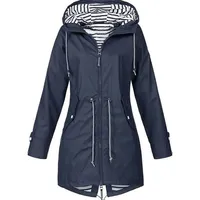 Women's Lightweight Waterproof Raincoat Ideal for Casual Outdoor Hikes Trench Style with Drawstring