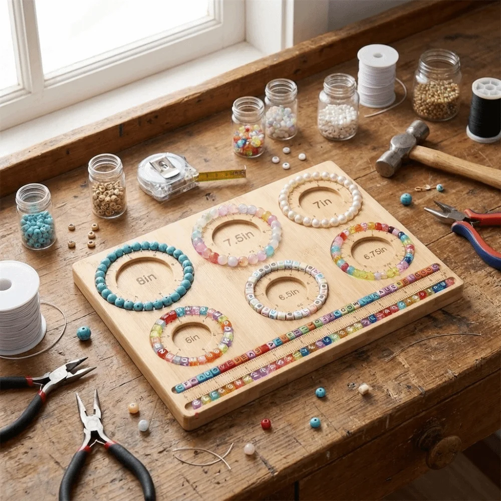 Beading Tools Wooden Bead Board 6 Size Universal Bracelet Sizing Pad Multifunctional Portable Jewelry Making Mat Bracelet Making