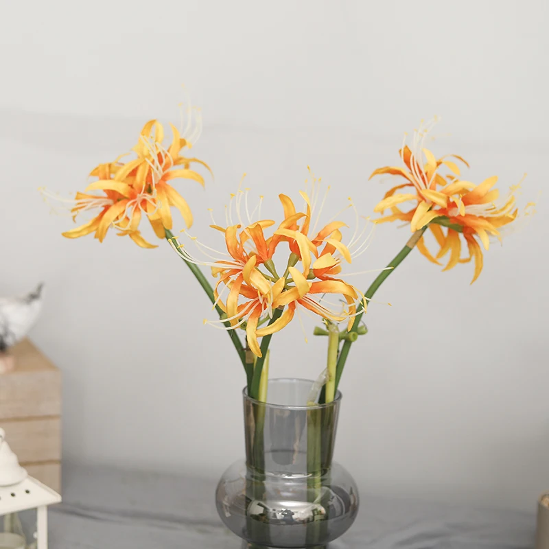 الاصطناعي الأحمر العنكبوت زنبق زهور الحرير مع الجذع الطويل ديكور للطاولات باراميتا ليكوريس رادياتا ماندالا Manjusaka زهور الحرير #4