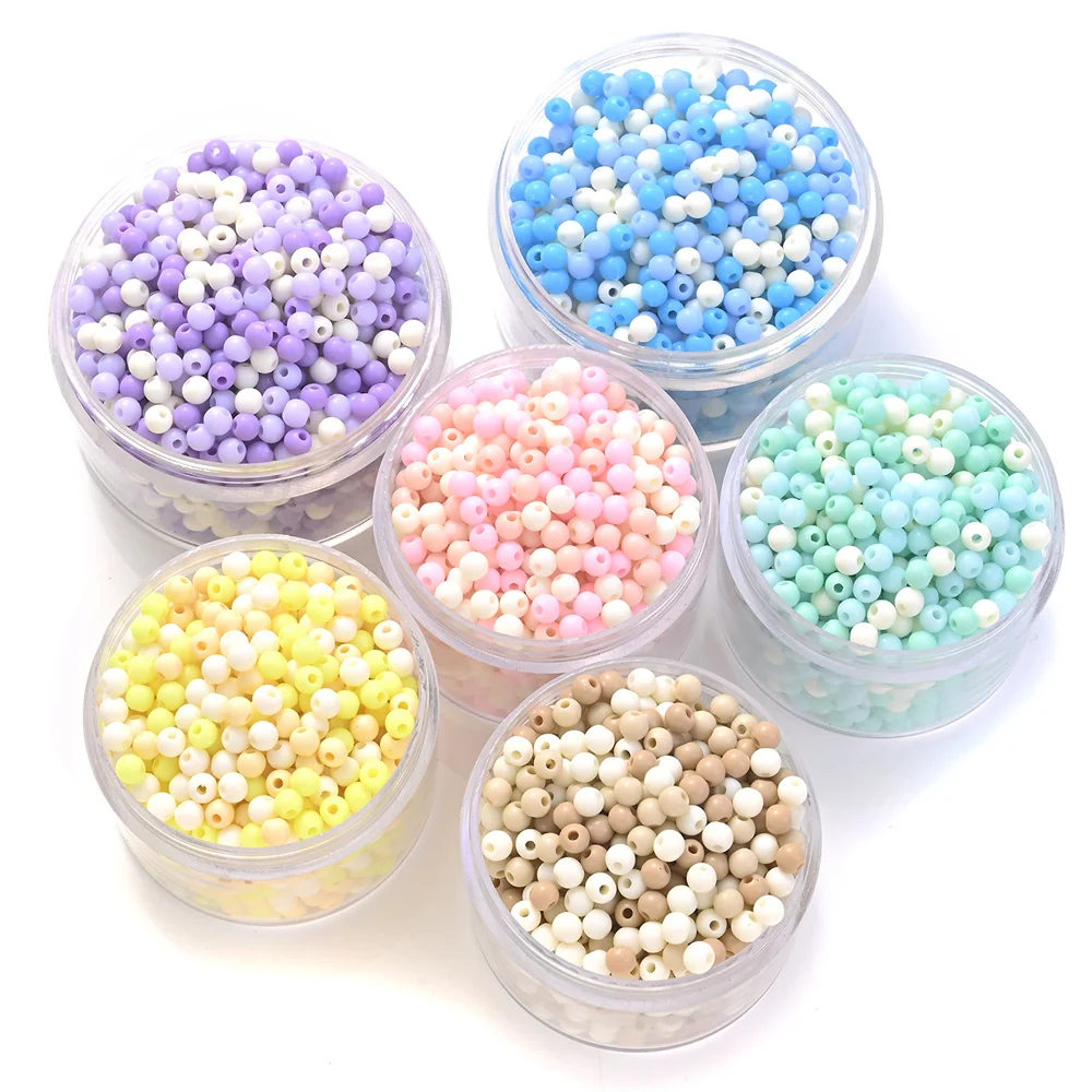 100 Stück 4 mm Macaron-farbene Acrylperlen, runde Saatperlen, lose Abstandsperlen für die Schmuckherstellung, DIY-Armband, Halskette, Zubehör – Detail 6