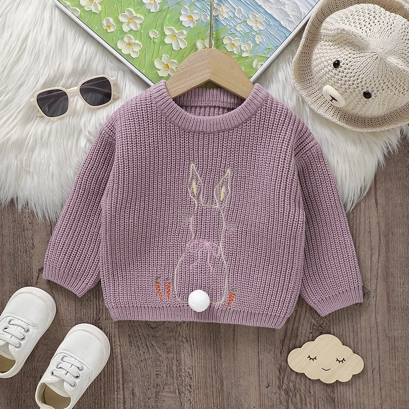 1-3Y Autumn Baby Sweaters Clothes Winter Newborn Boys Girls Round Neck Long Sleeve Knit Loose Pullovers Infantil Toddler Jumpers