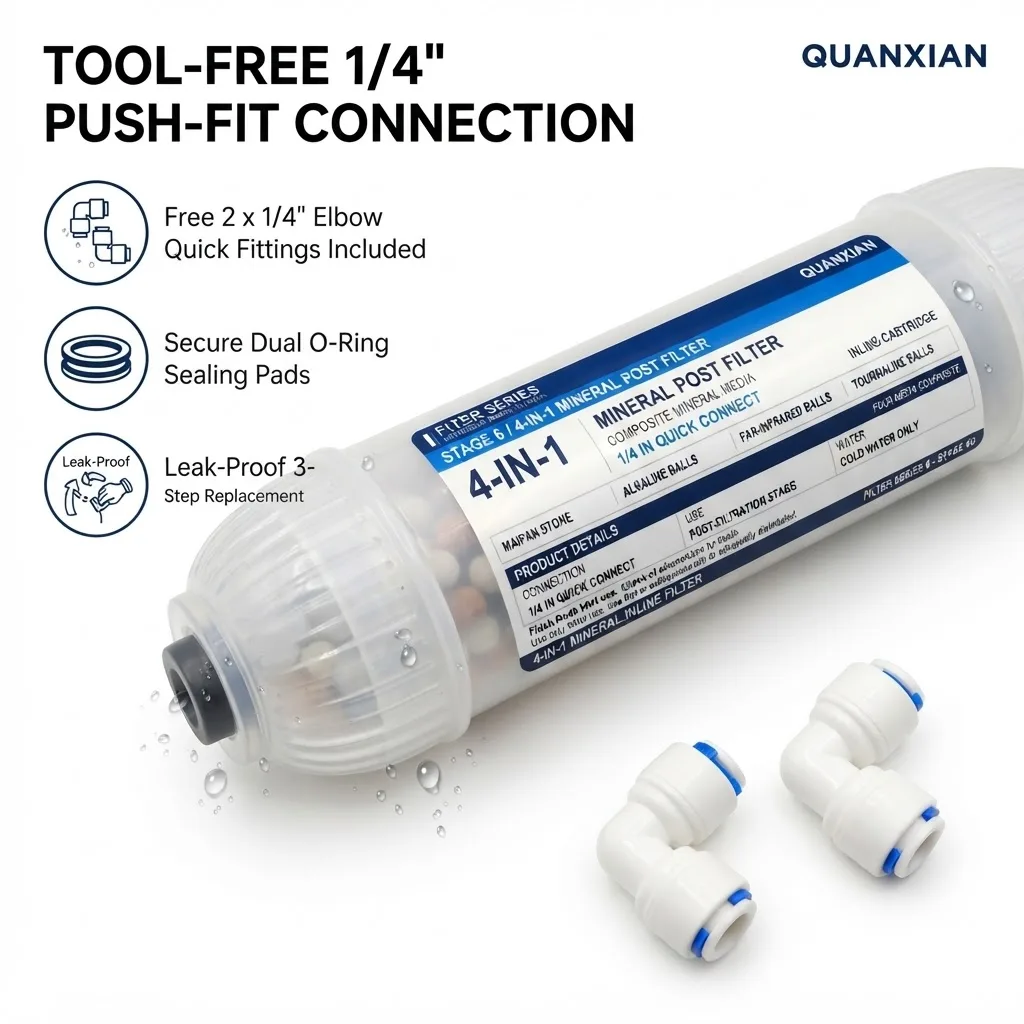 10 Inch 5-Stage RO Water Filter Replacement Set, Sediment Carbon 4-in-1 Mineral Alkaline Cartridge Kit for Under Sink Systems 5
