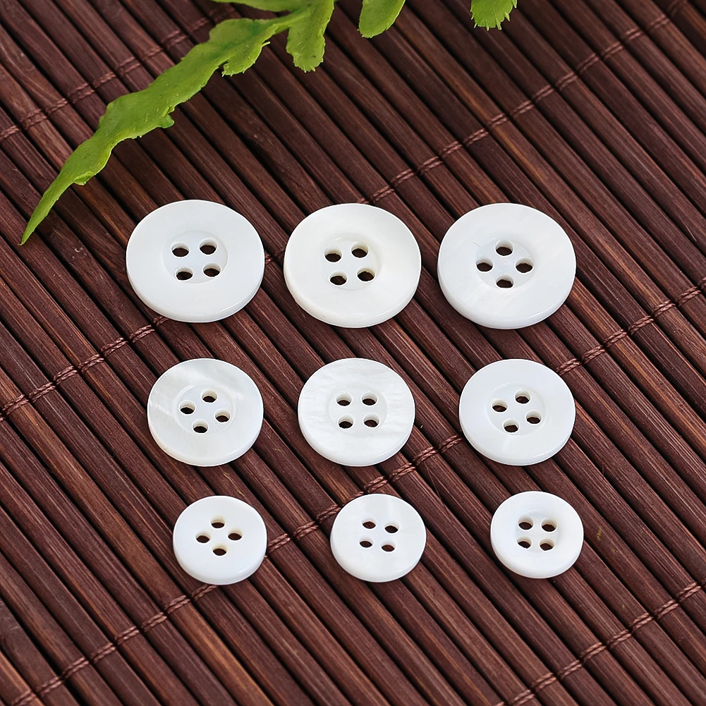 10PCS Natural Shell Buttons Round Mother of Pearl Buttons Embellishment Clothing Decor DIY Sewing Accessories Scrapbooking Craft