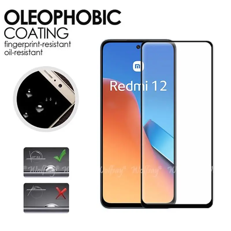 6 In 1 For Xiaomi Redmi 12 Glass Tempered Glass Redmi 12 Glass Full Cover Screen Protector Camera Film Redmi 12 12C 10 10A Glass