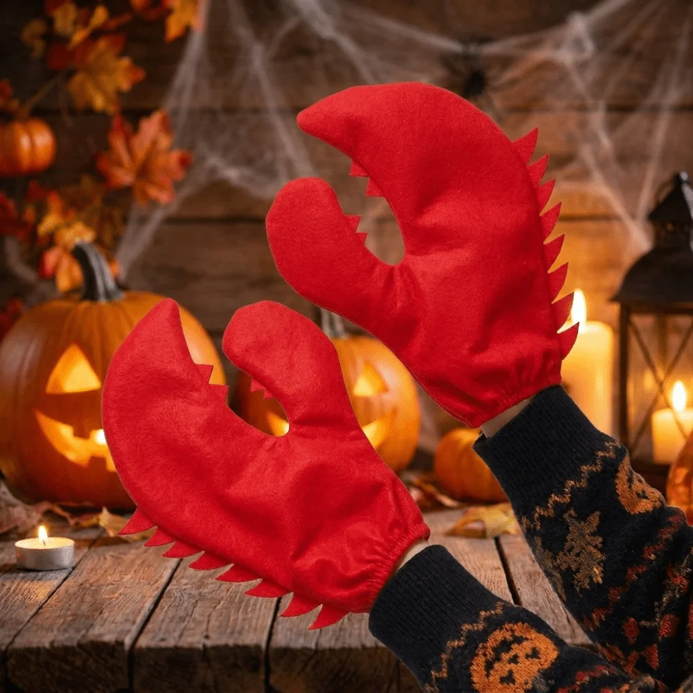 Ball Props Cartoon Crab Pliers Gloves Creative Polyester Halloween Cosplay Gloves Funny Halloween Mitt Party Decoration