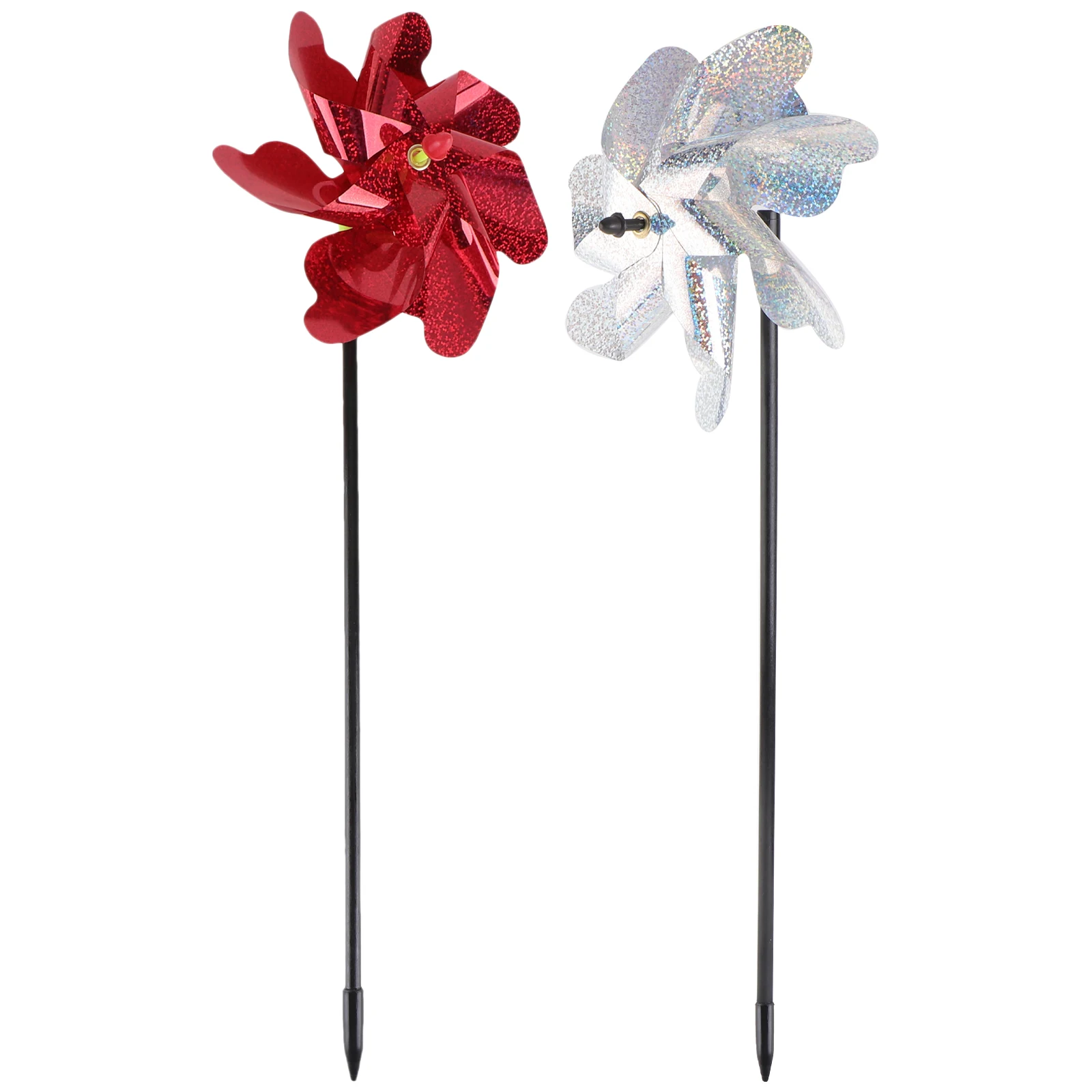 

2pcs Bird Windmill Reflective Scare Pinwheel Garden Home Decor Tape Ribbon Woodpeckers Deterrent Device Tool