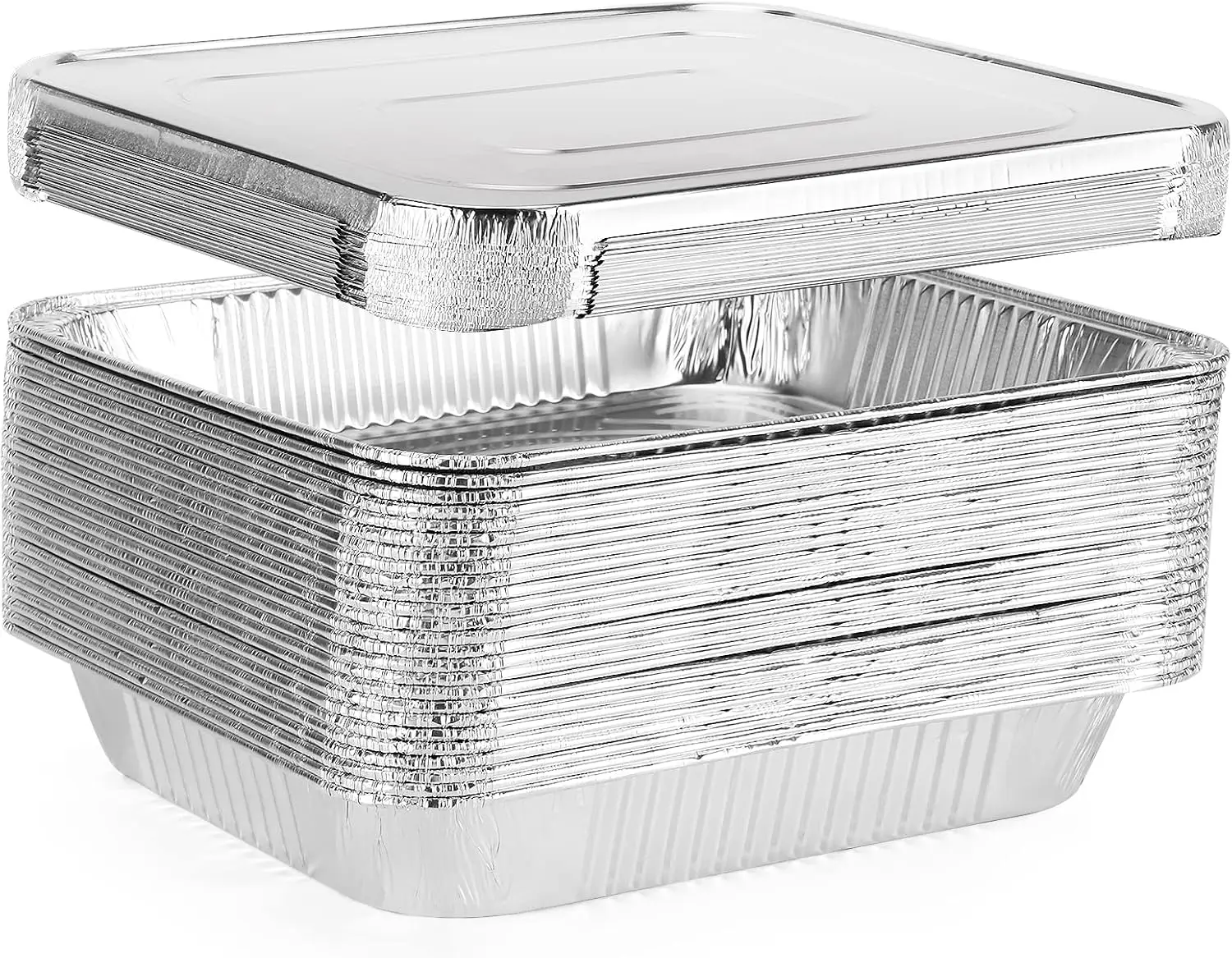 

Aluminum Pans Trays With Aluminum Lid 100 Pack 3 Liter - 9"x13" Disposable Baking Containers - Recyclable Pans