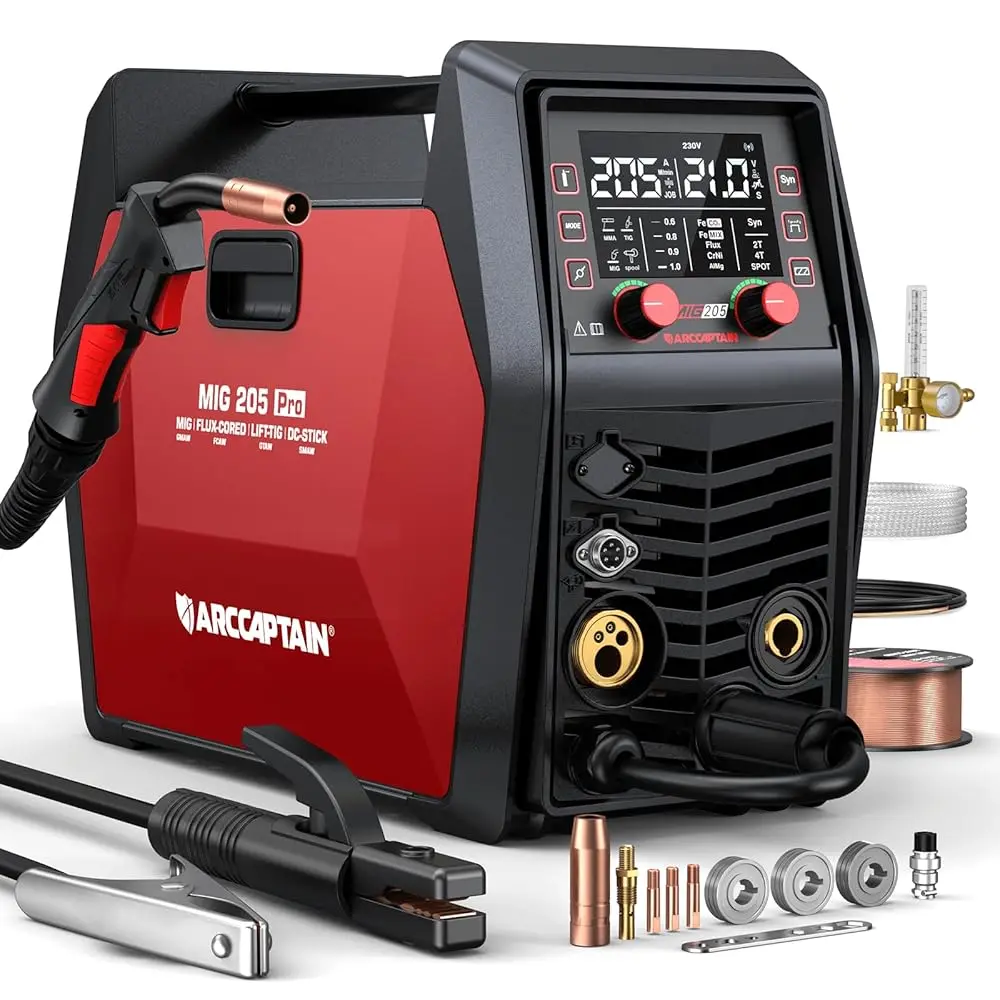 

ARCCAPTAIN European Standard 230V 205A IGBT Inverter Welder with APP Control 6 in 1 Compatible Spool Gun MIG Welding Machine