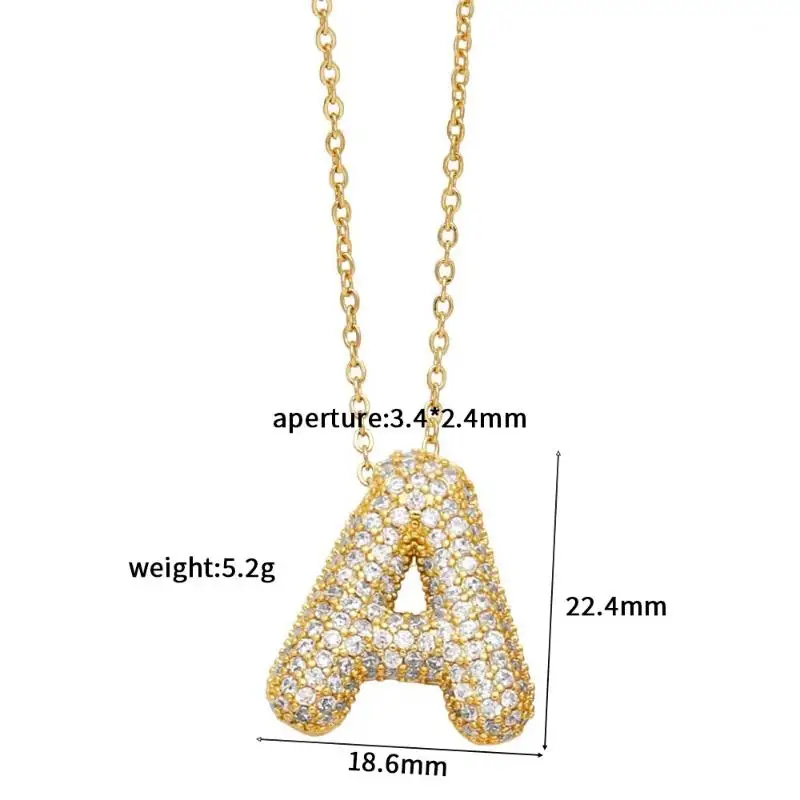 Fashion Gold Color Bubble Letter Pendant Necklace Shiny Zircon Initial Necklaces For Women Girls Birthday Party Gift Jewelry image 6