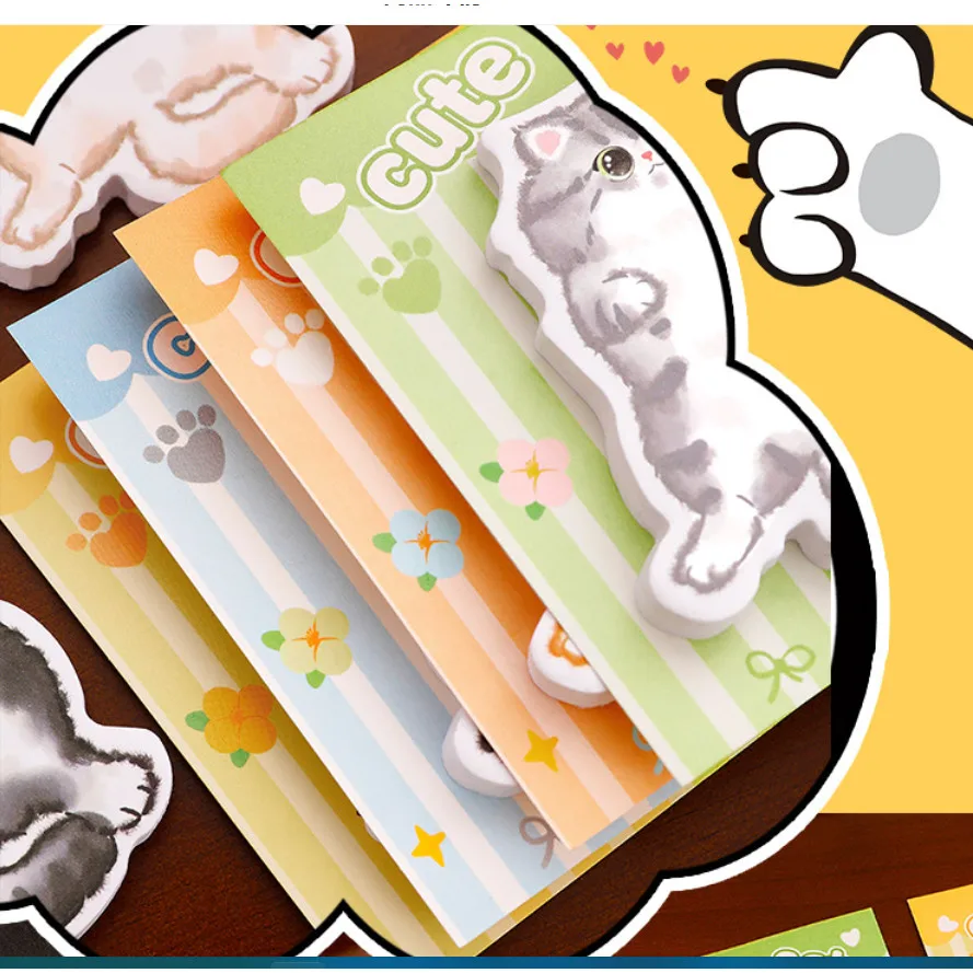 ملاحظات لاصقة على شكل حيوانات لطيفة، ملاحظات لاصقة على شكل قطة صغيرة هدية للأطفال، مكتب عمل، طالب المدرسة، زميل الأصدقاء، أدوات مكتبية