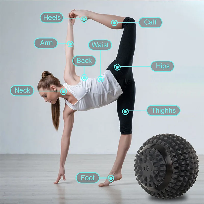 

Электрический фасциальный мяч 10 см, вибрационный массажный мяч, вибрационный массажер для глубокой релаксации мышц, фитнес-йога, восстановление, силиконовый мяч