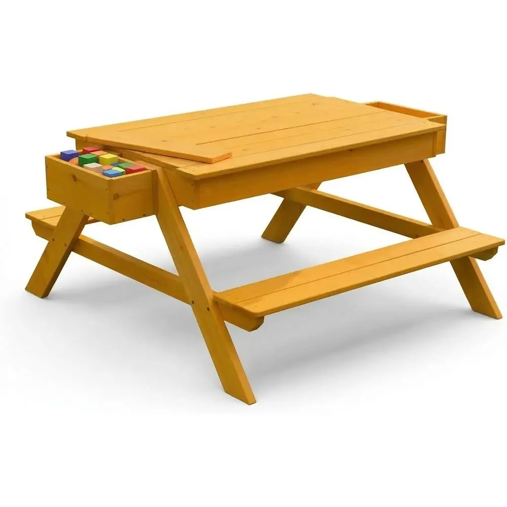 

Dual-Function Wooden Picnic and Sand Table for Kids – Outdoor Sensory Play with Hidden Storage for Sand and Water