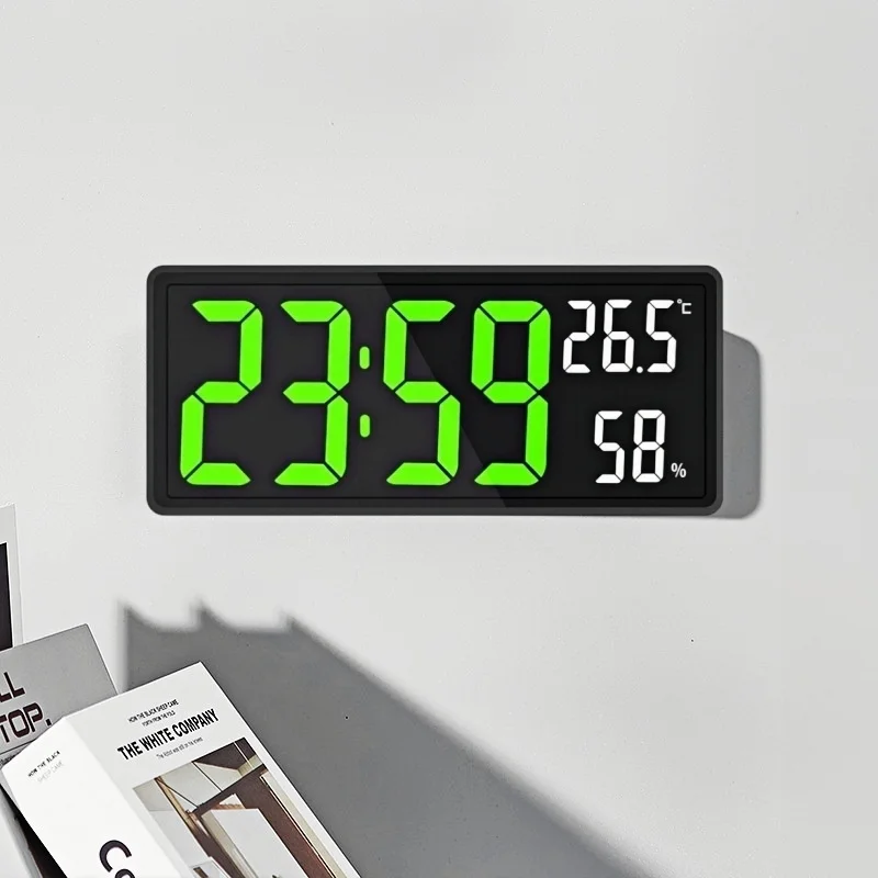 Large Digital Wall Clock Temperature and Humidity Display Night Mode Table Clock 3 Display Modes 12/24H Electronic LED Clock