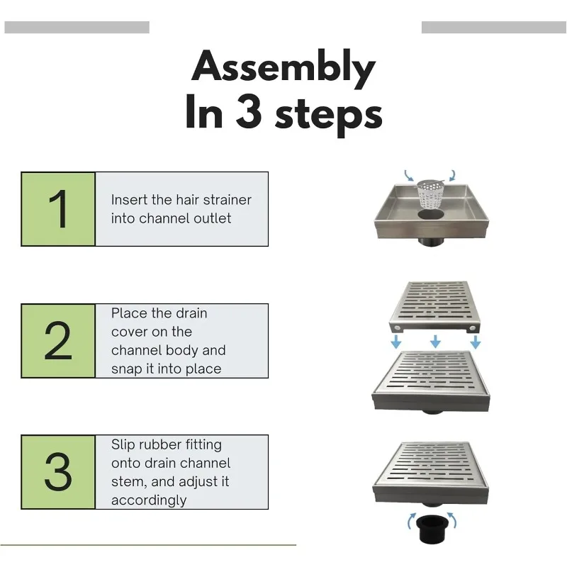 304 الفولاذ المقاوم للصدأ 4 بوصة نحى النيكل مربع دش استنزاف عدة للبلاط الطابق استنزاف صر غطاء الشعر الماسك فخ مصفاة