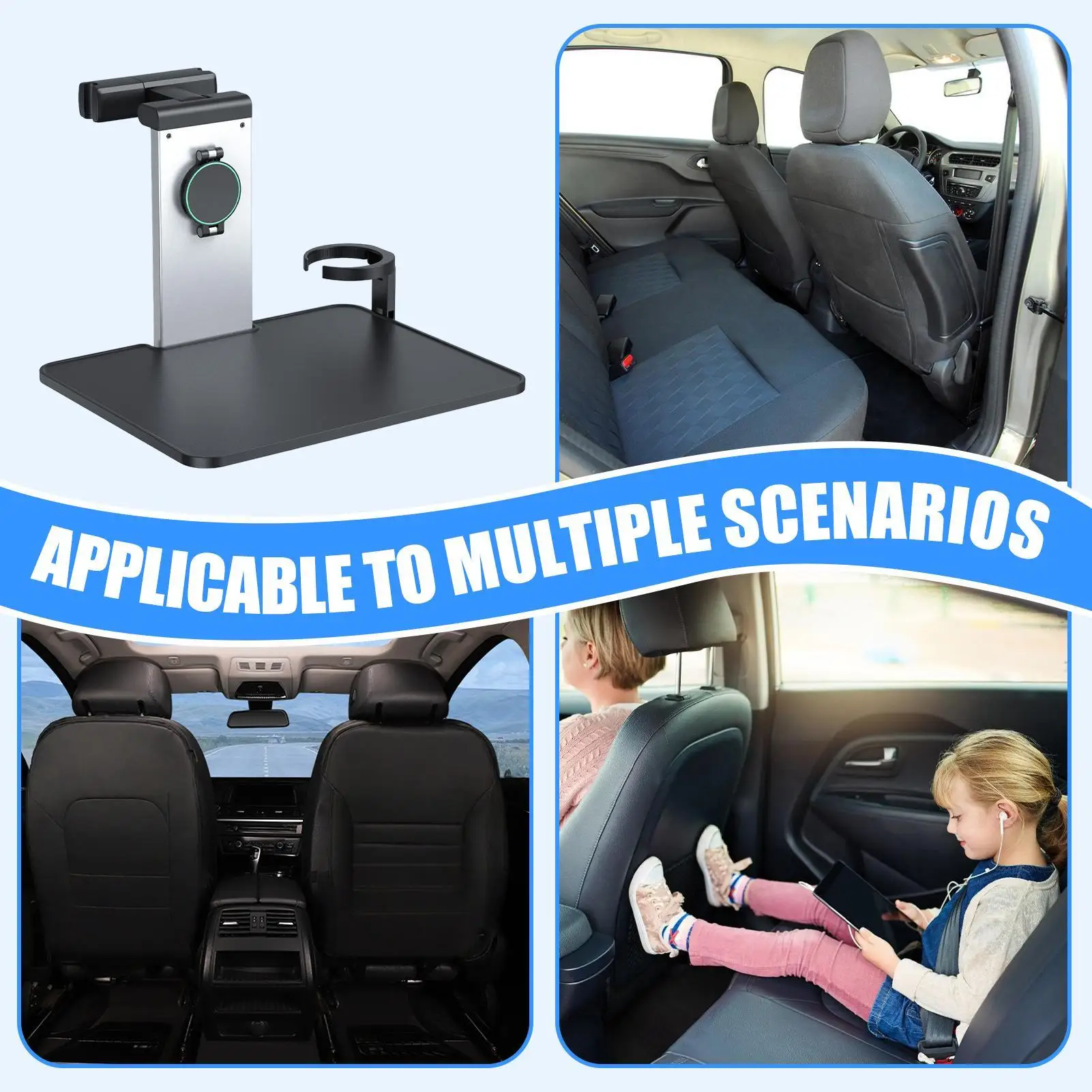 

Car Table Tray Foldable Anti-Slip Backseat Eating Table With Drink Holder Travel Food Tray For Auto Backseat For Vehicles