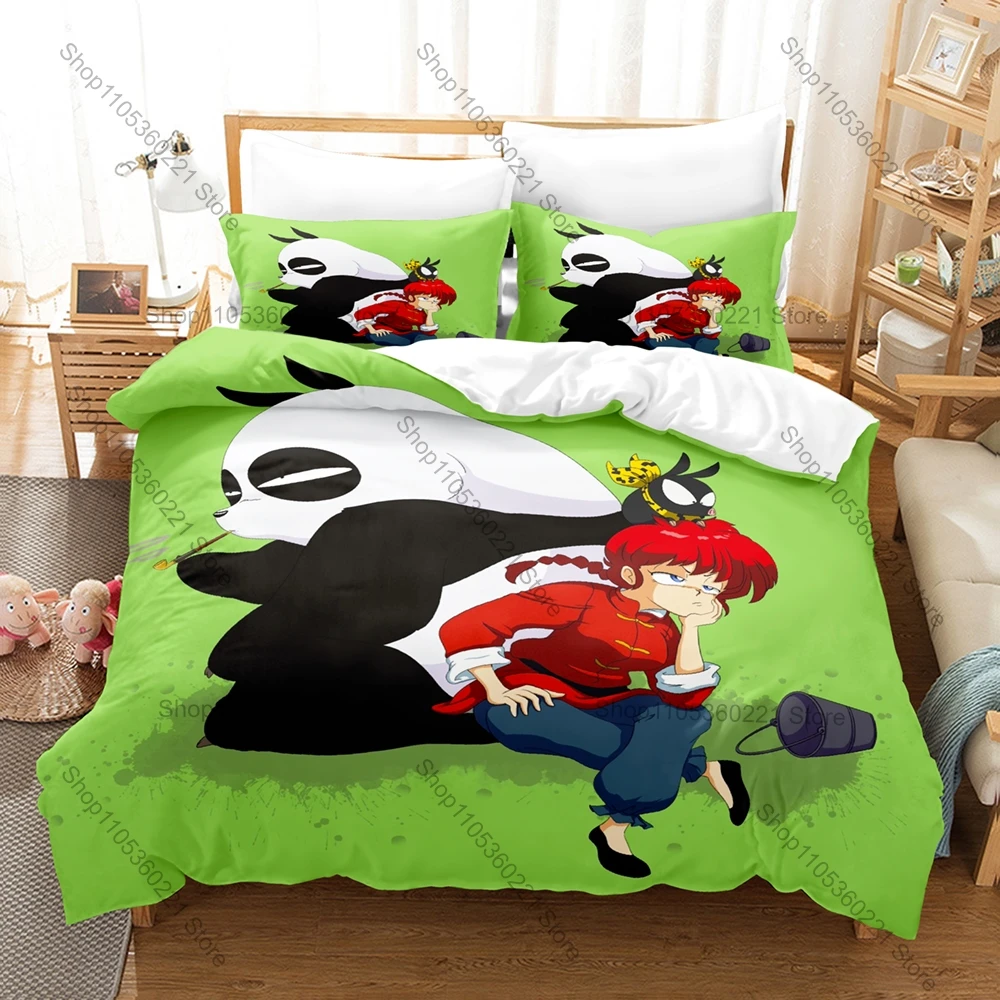 Personality Anime Ranma 1/2 Inspired Bedding Set New Duvet Cover Pillowcase Fashion Bedroom Decor Vintage Ranma 1/2 Manga