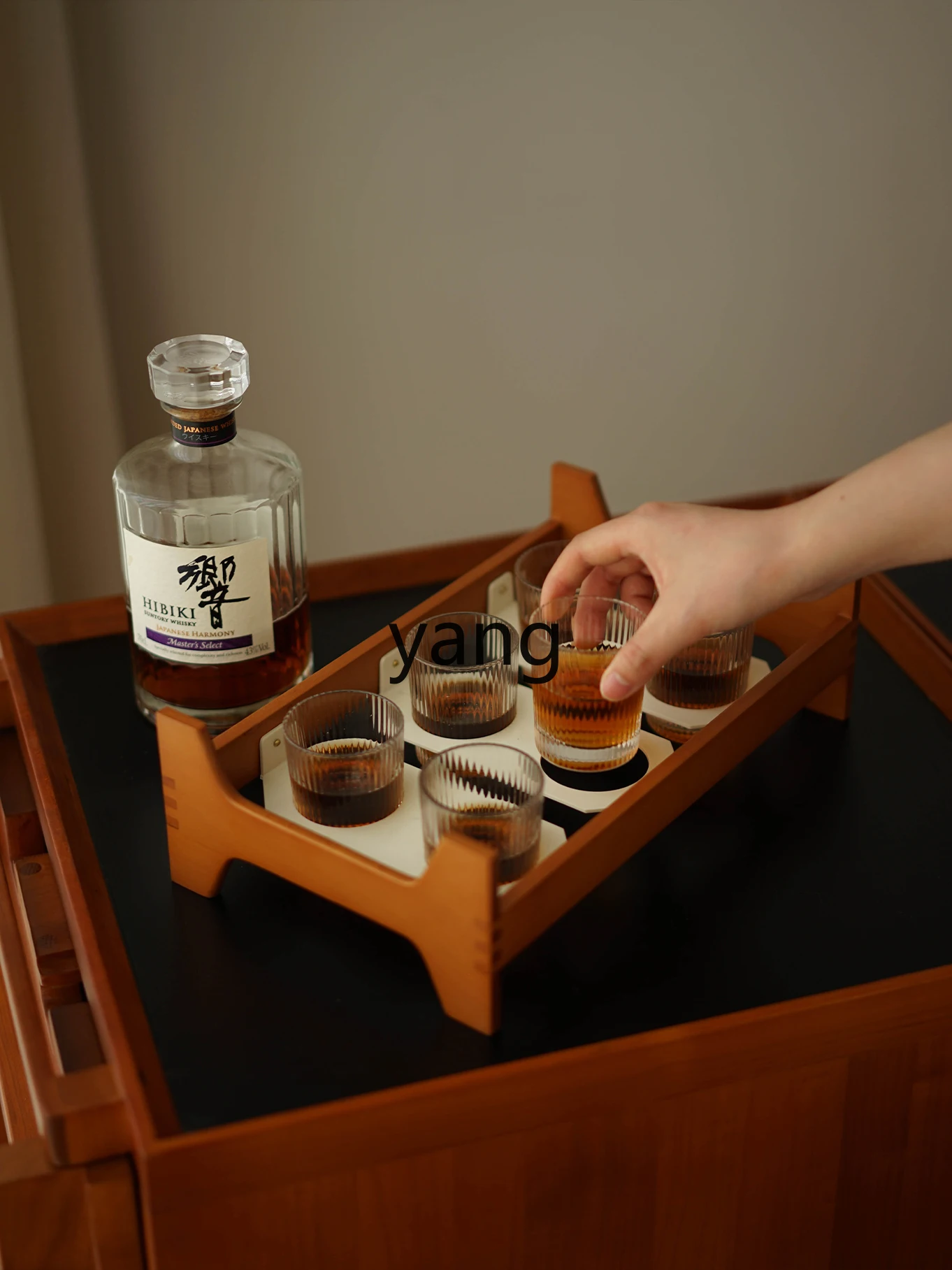 Yjq Wine Rack Small Ornaments Cup Holder Solid Wood Living Room Simple Modern Countertop Desktop Simple