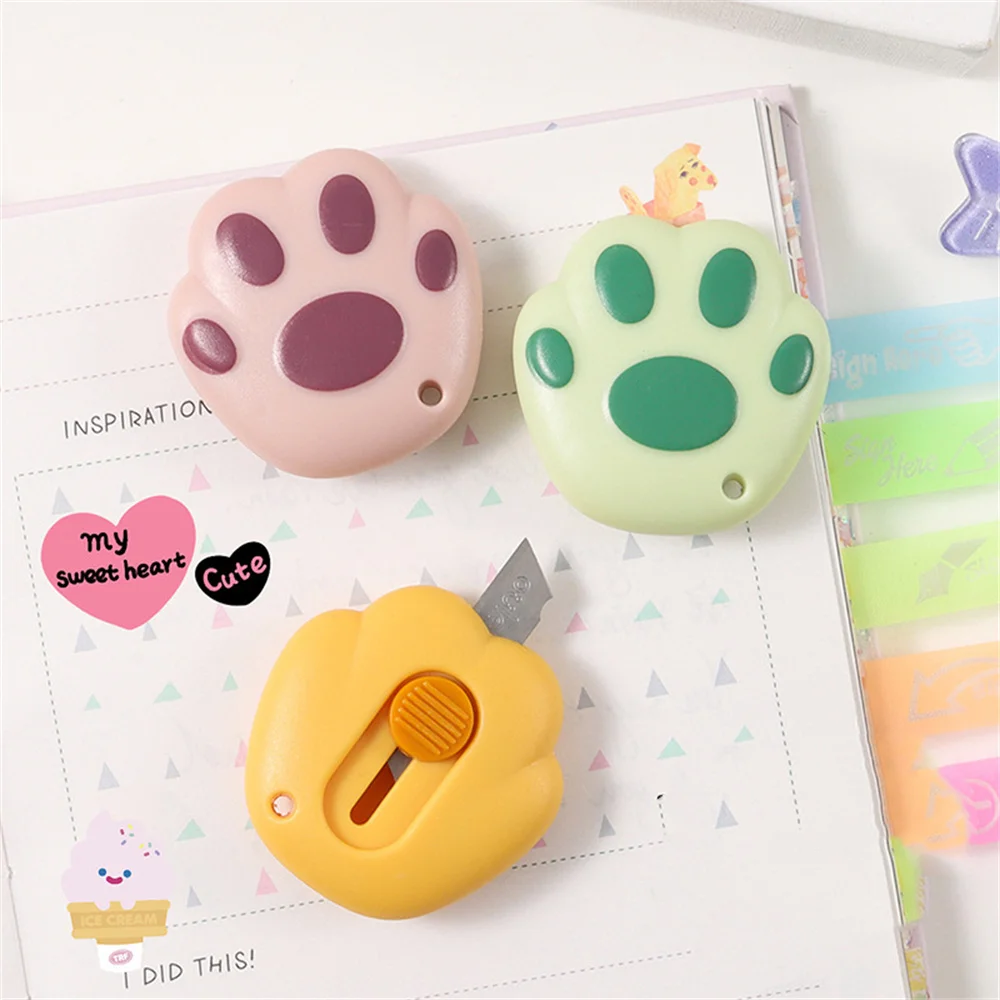 Niedliche Mini-Tasche Utility Messer Cartoon Katze Pfote Wolke Blumen form Cutter Express Box Papier Umschlag Opener Klinge Briefpapier