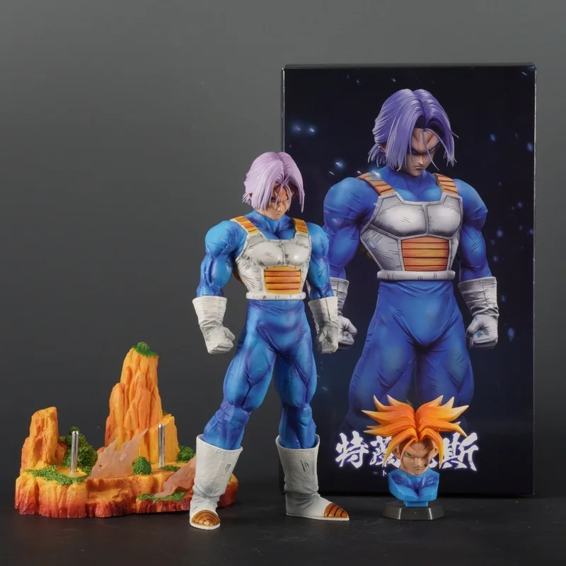 Dragon Ball Z Trunks Action Figures Anime DBZ Torankusu Figuras 29cm Model with Two Heads GK Statue Ornament Peripheral Kid Gift